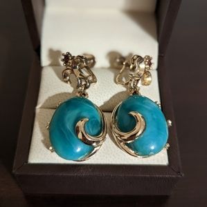Vintage Teal Drop Earrings